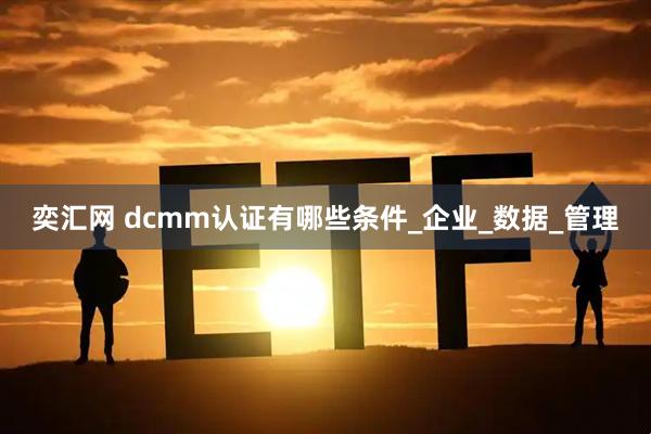 奕汇网 dcmm认证有哪些条件_企业_数据_管理